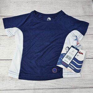 NWT Jr.‎ Swim Color Block Swim Tee Navy/White UPF 50+ Quick Dry 2T